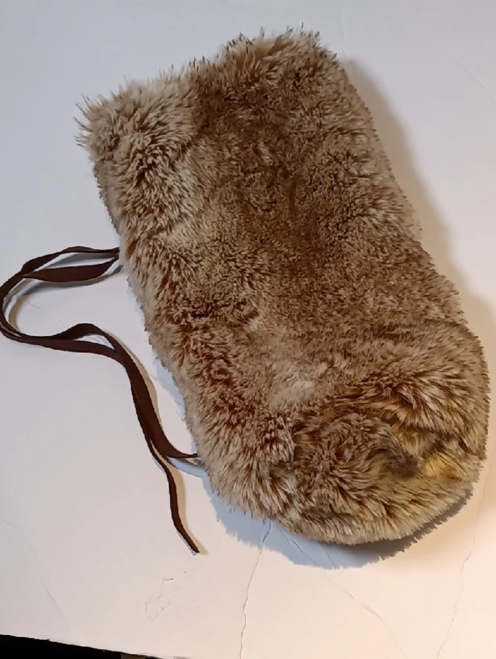 Pottery Barn Faux Fur Wine Cozy Gift Bag